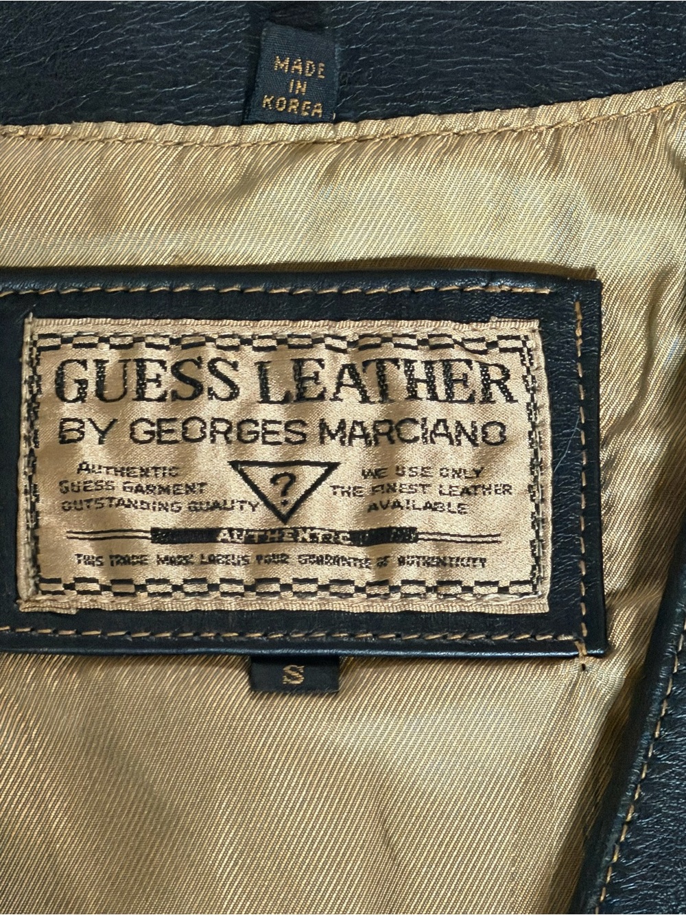 Vintage Guess Leather by Georges Marciano Black Genuine Leather Vest Size Small - Picture 5 of 8